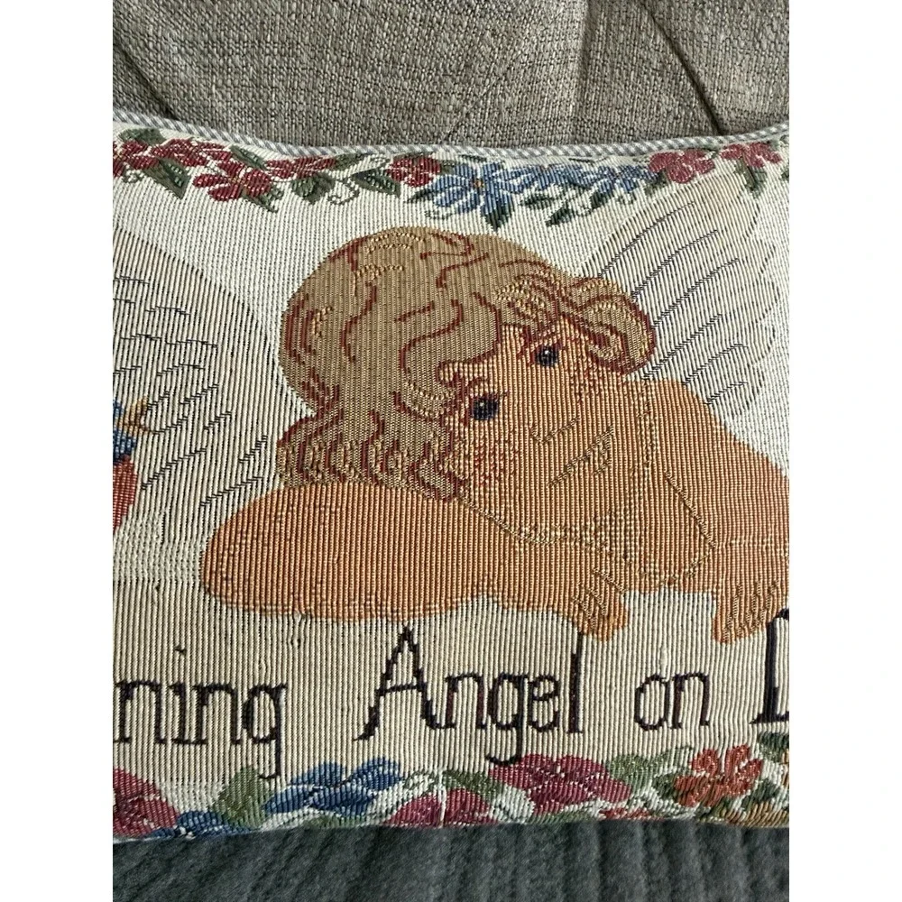 VTG Gardening Angel On Duty Tapestry Throw Pillow‎ Floral 15